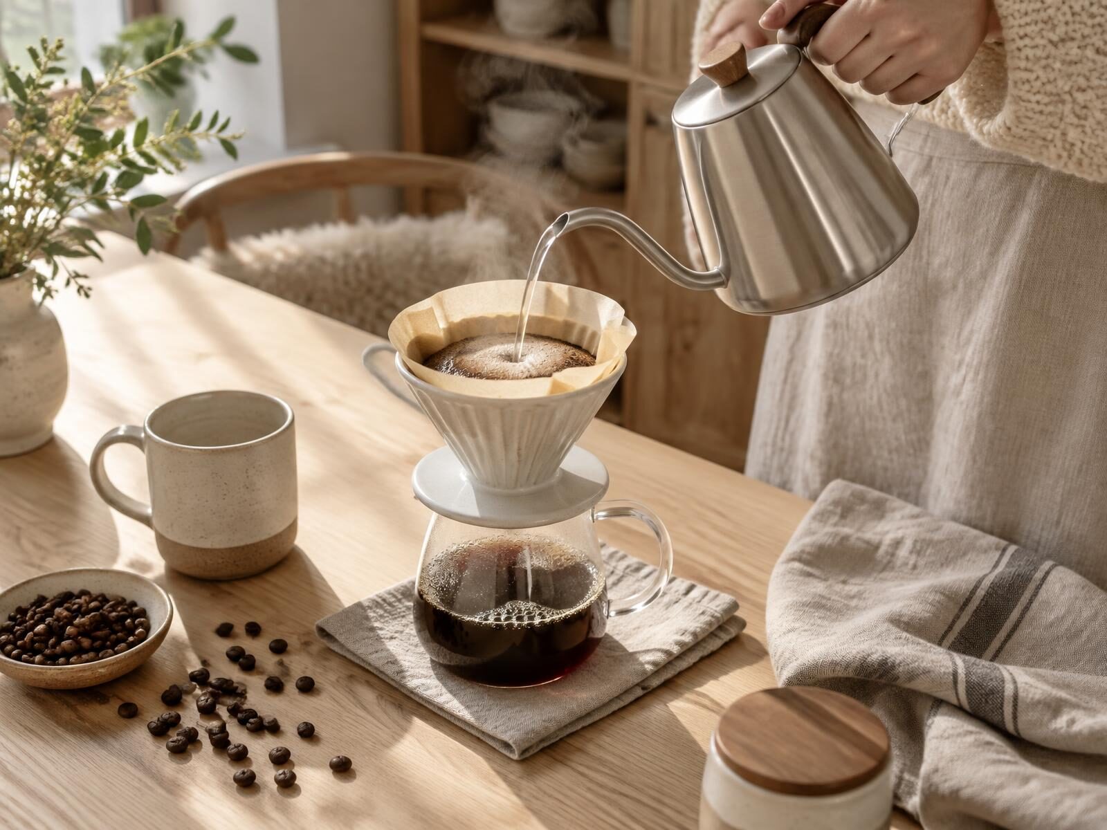 Kaffe som brygges for hånd